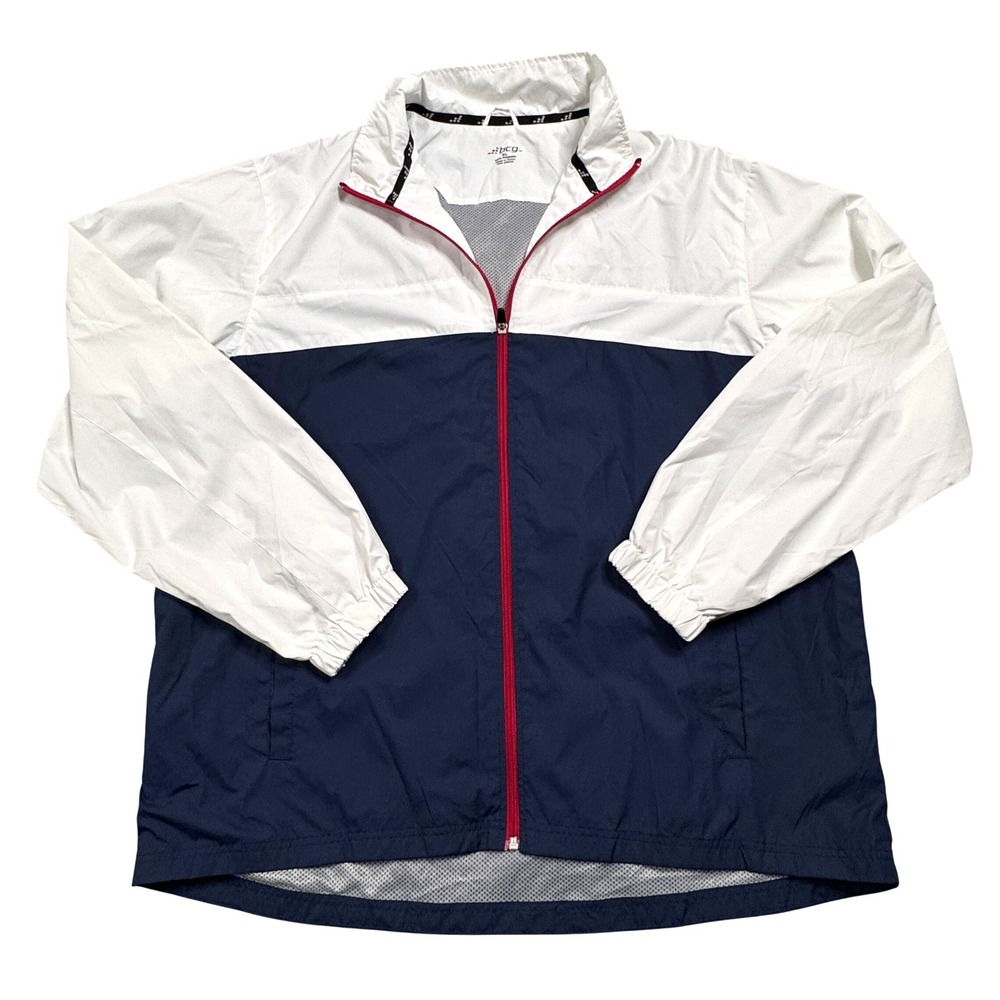 NWT BCG Men's‎ Color Block Track Jacket White Navy Red Full Zip Lightweight XL